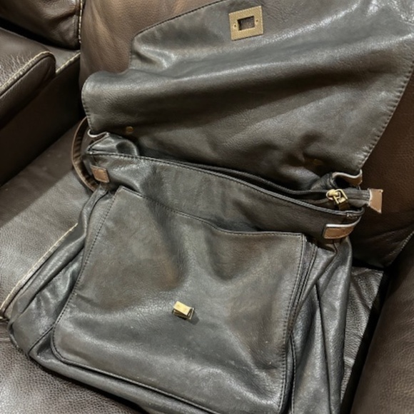 Black & Brown Leather shoulder/handle Satchel Bag- NICE! - Picture 5 of 5